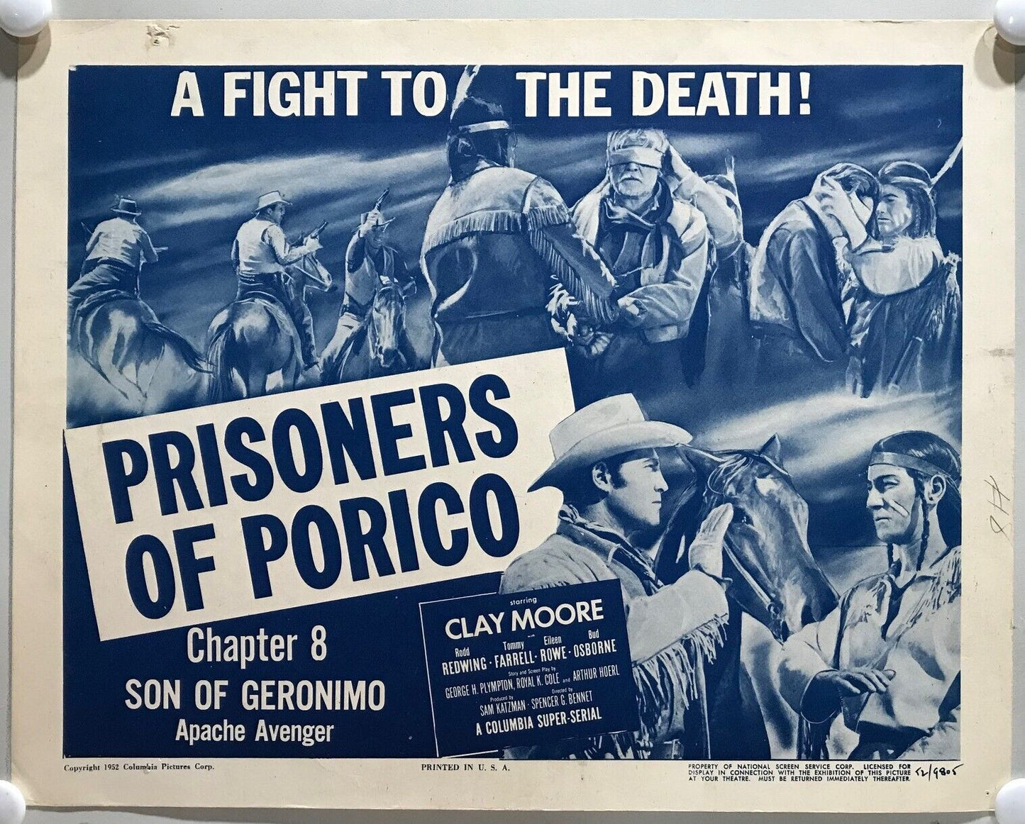 ORIGINAL SERIAL LOBBY CARD - SON OF GERONIMO (a) - 1952 - Ch 8 "Prisoners of ...