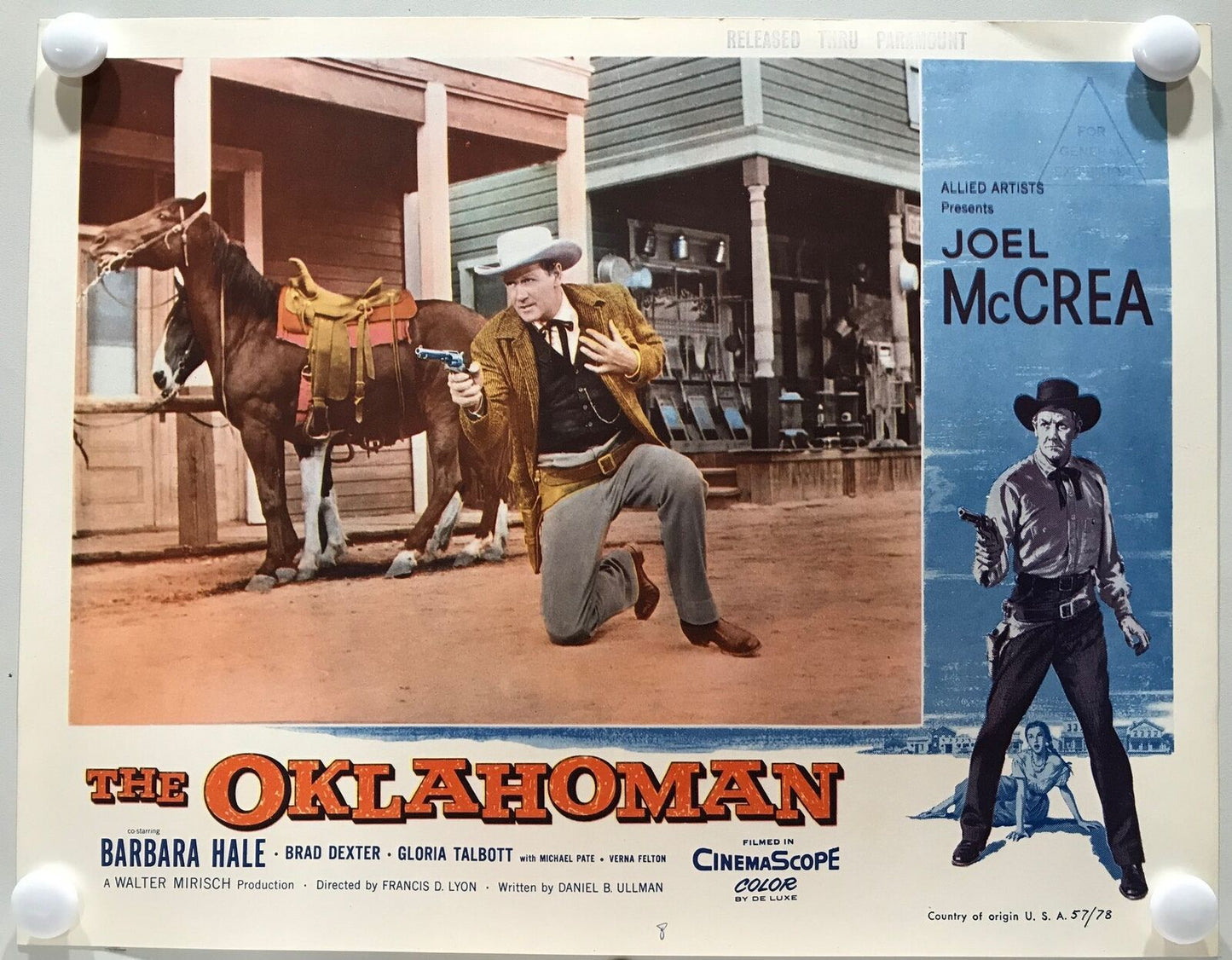 ORIGINAL LOBBY CARDS - THE OKLAHOMAN - 1957 - set of 8