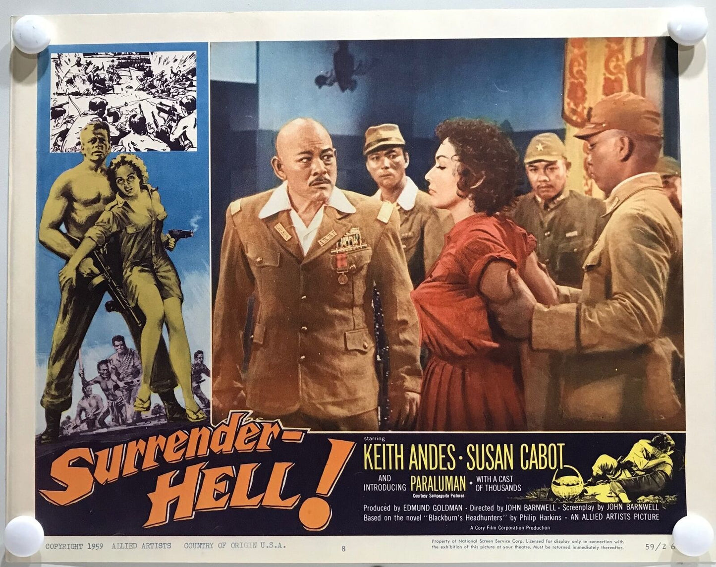 ORIGINAL LOBBY CARDS - SURRENDER - HELL! (b) - 1959 - set of 8