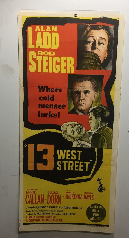 ORIGINAL DAYBILL MOVIE POSTER - 13 WEST STREET - 1962