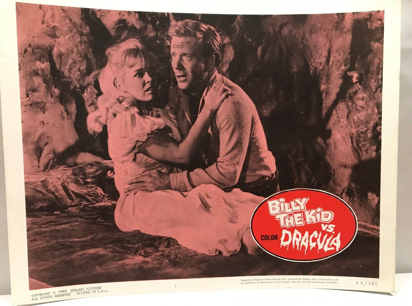 ORIGINAL LOBBY CARD - BILLY THE KID VS DRACULA - 1965 - card #1  (a)