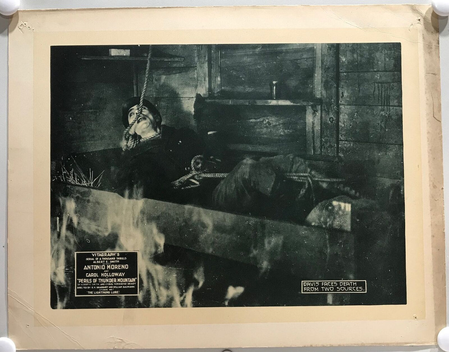 ORIGINAL SERIAL LOBBY CARD - PERILS OF THUNDER MOUNTAIN - 1919 - CH 7 "The Li...