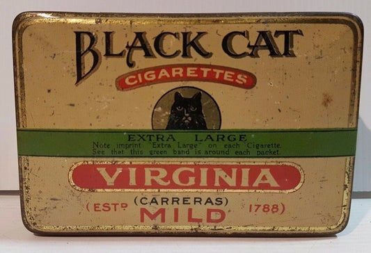 Biscuit Tea Sweets Cigar Tin Black Cat Virginia Mild Cigarettes