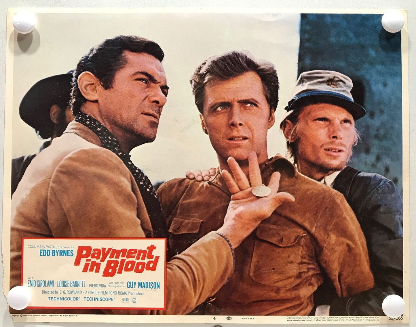 ORIGINAL LOBBY CARDS - PAYMENT IN BLOOD - 1968 - set of 8