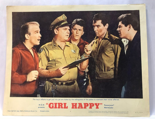 ORIGINAL LOBBY CARD - GIRL HAPPY - 1964 - key #5 card