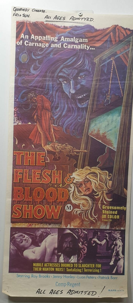 ORIGINAL DAYBILL MOVIE POSTER - THE FLESH & BLOOD SHOW - 1972 - HORROR