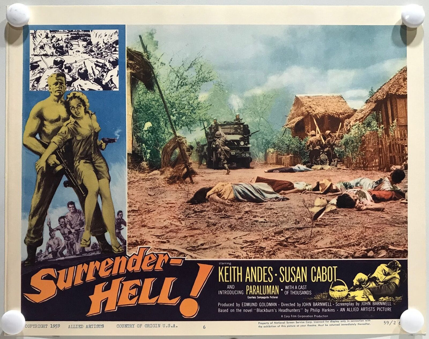 ORIGINAL LOBBY CARDS - SURRENDER - HELL! (b) - 1959 - set of 8