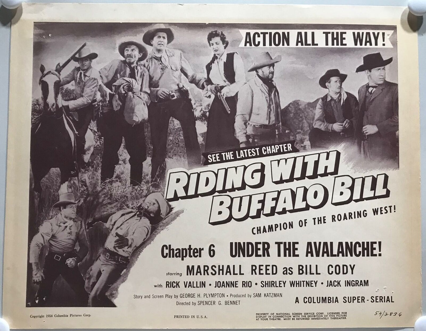 ORIGINAL SERIAL LOBBY CARD - RIDING WITH BUFFALO BILL (a) - 1954 - Ch 6 "Unde...