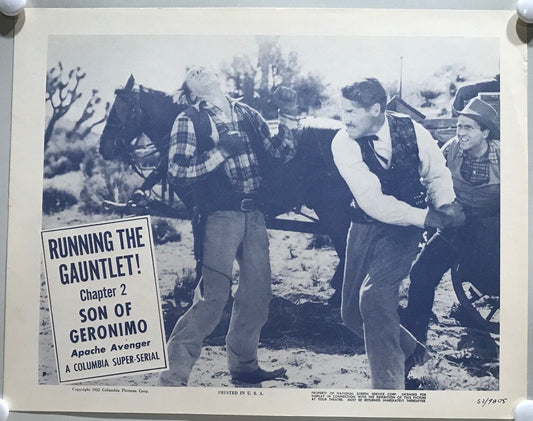 ORIGINAL SERIAL LOBBY CARD - SON OF GERONIMO (d) - 1952 - Ch 2 "Running the G...