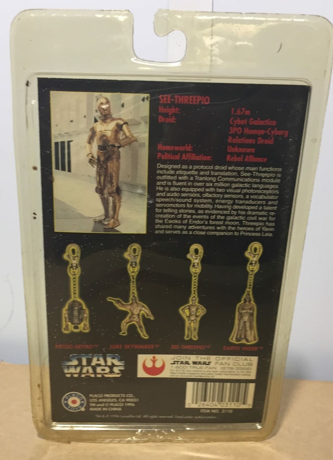 STAR WARS - PLACO - SEE- THREEPIO - Die Cast Metal Key Chain