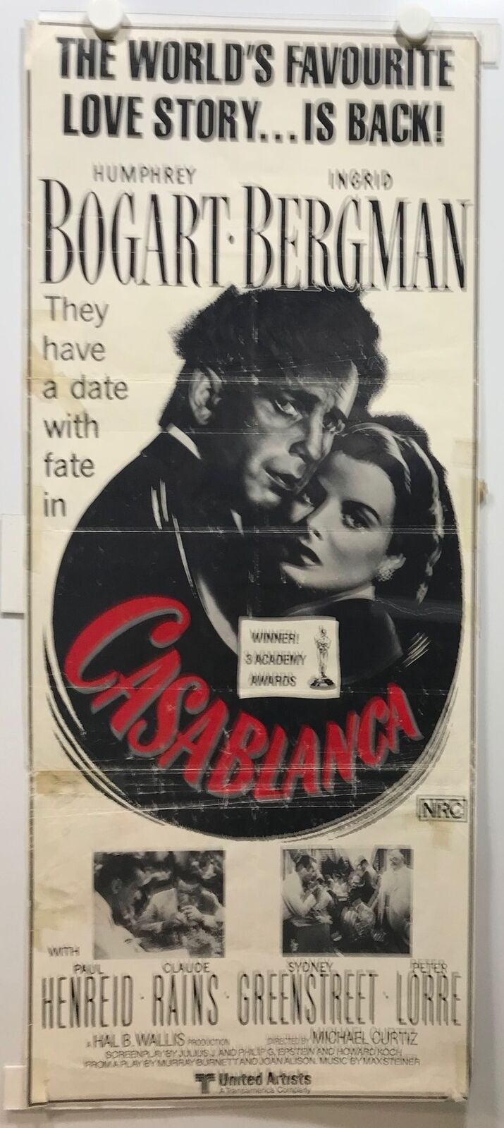 ORIGINAL DAYBILL MOVIE POSTER - CASABLANCA