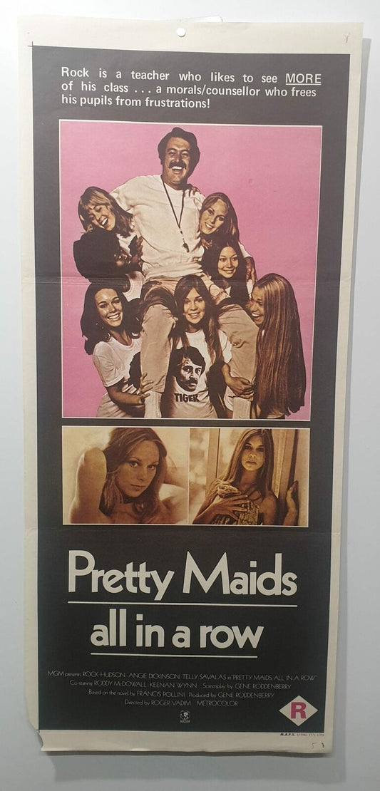 ORIGINAL DAYBILL MOVIE POSTER - PRETTY MAIDS ALL IN A ROW - 1971