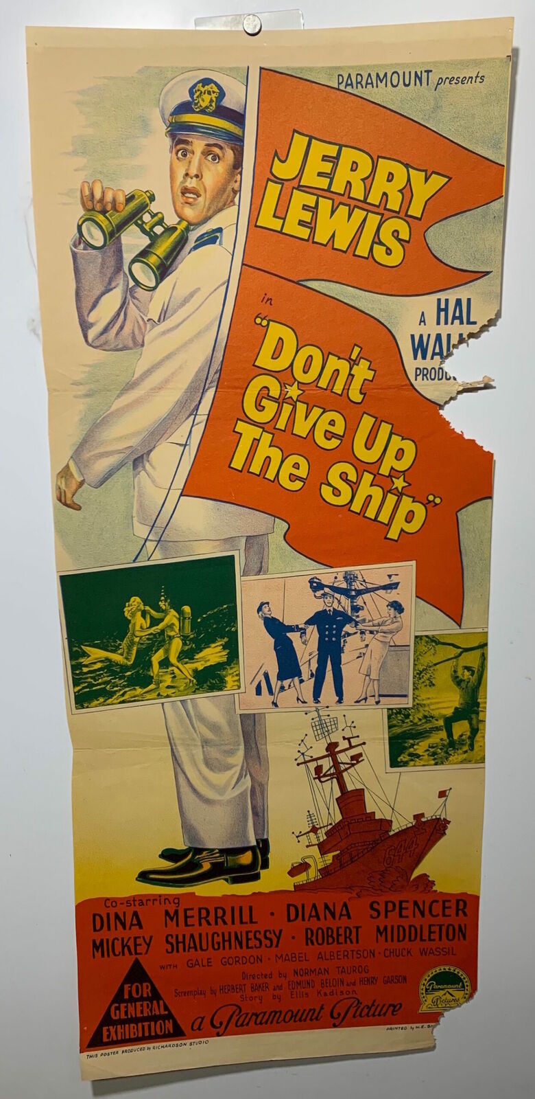 ORIGINAL DAYBILL MOVIE POSTER - DONT GIVE UP THE SHIP - Richardson Studio