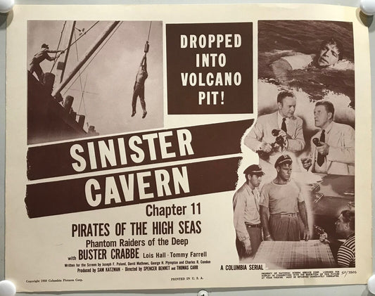 ORIGINAL SERIAL LOBBY CARD - PIRATES OF THE HIGH SEAS - 1950 - Ch 11 Title ca...