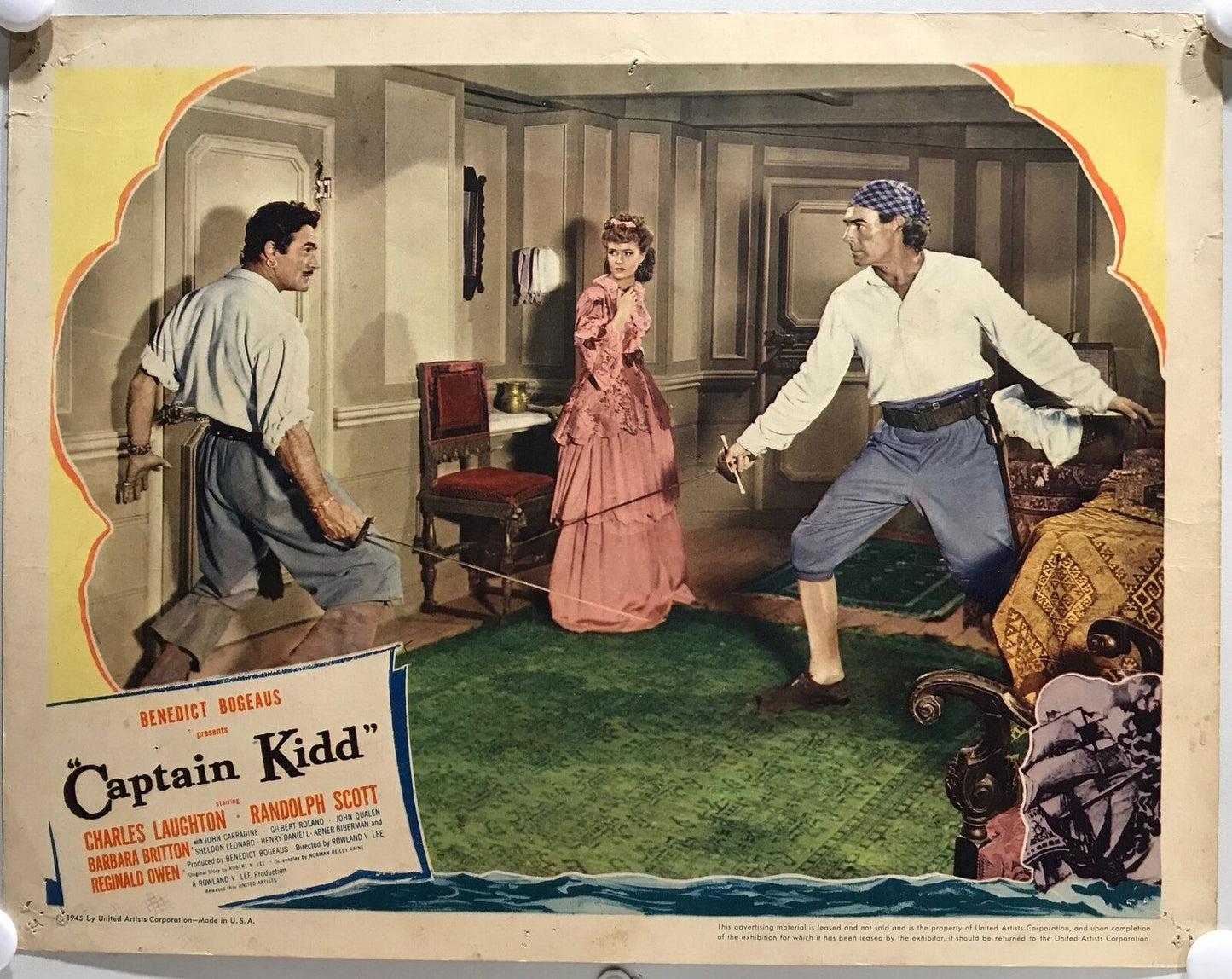 ORIGINAL LOBBY CARDS - CAPTAIN KIDD - 1945 - set of 8