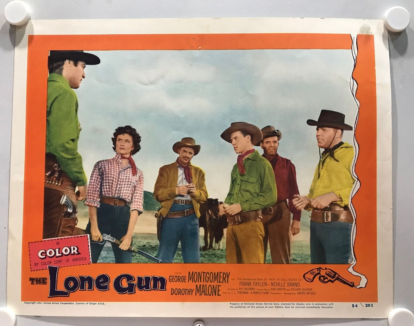 ORIGINAL LOBBY CARDS - THE LONE GUN - 1954 - set of 8