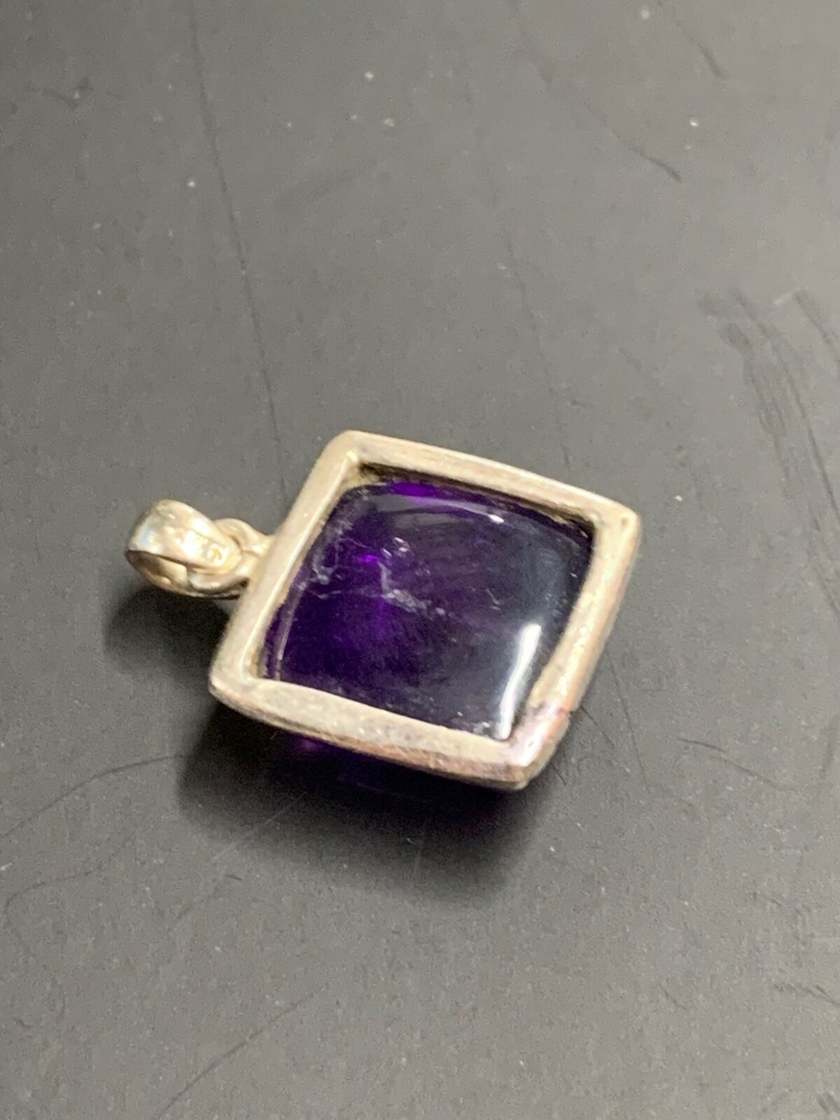 SILVER PENDANT WITH LARGE PURPLE STONE
