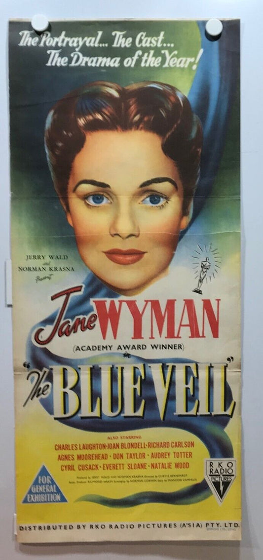 ORIGINAL DAYBILL MOVIE POSTER - THE BLUE VEIL - 1951