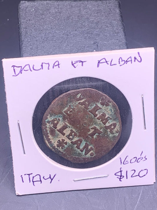 1600s VENICE ITALY COPPER COIN | DALMA ET ALBAN ITALIAN COIN