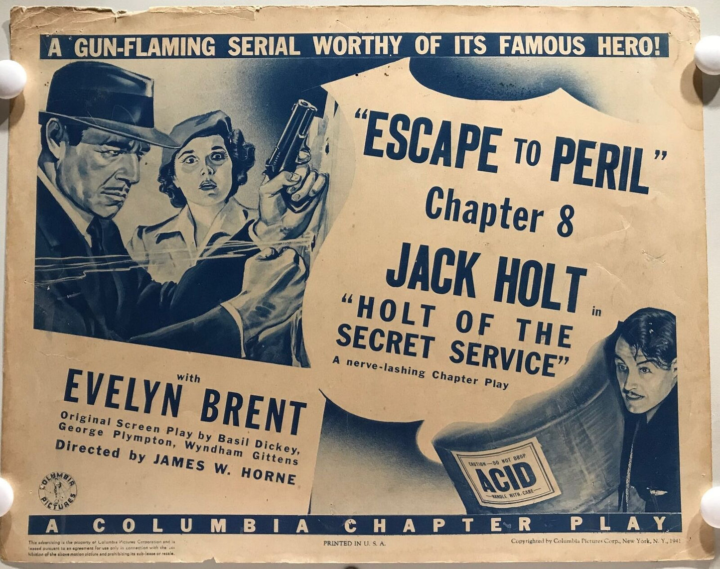 ORIGINAL SERIAL LOBBY CARD - HOLT OF THE SECRET SERVICE  - 1941 - Ch 8