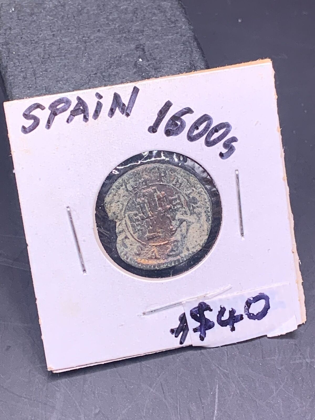 1600s COLONIAL SPANISH UNKNOWN COIN CASTLE LEGIBLE LEGEND