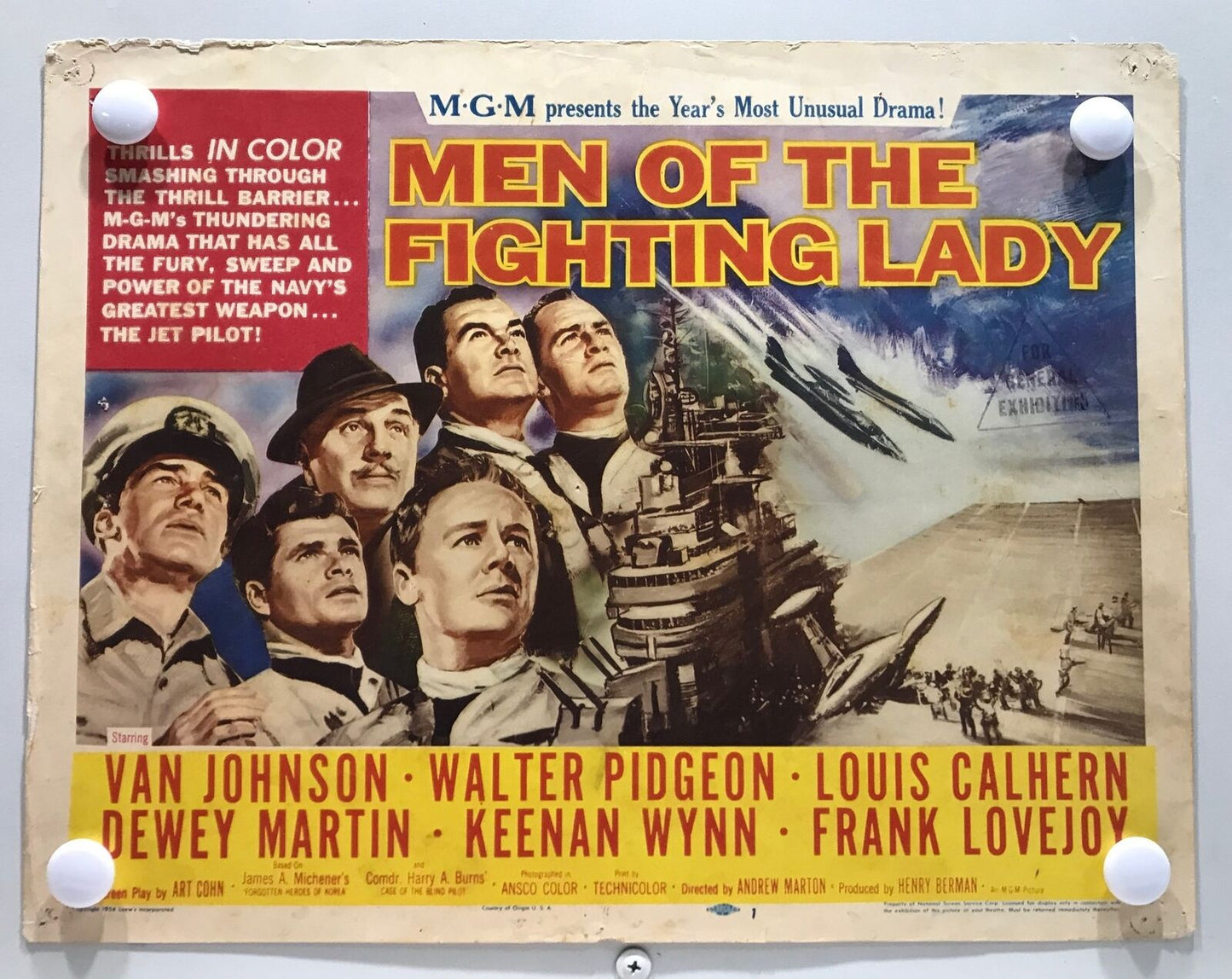 ORIGINAL LOBBY CARDS - MEN OF THE FIGHTING LADY - 1954 - set of 8