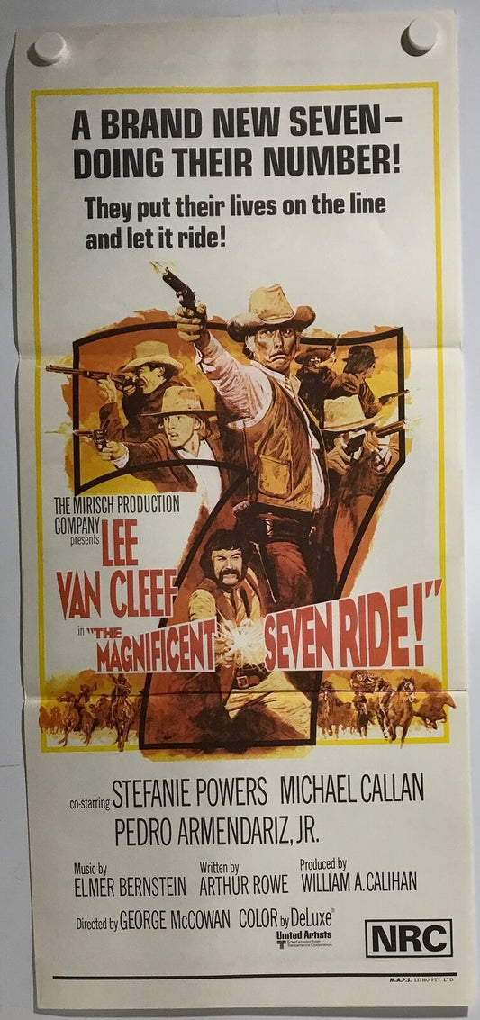 ORIGINAL DAYBILL MOVIE POSTER - THE MAGNIFICENT SEVEN RIDE - 1972