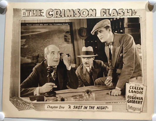 ORIGINAL SERIAL LOBBY CARD - THE CRIMSON FLASH (a) - 1927 - Ch 1 "A Shot in t...