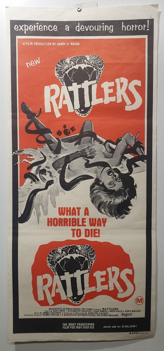 ORIGINAL DAYBILL MOVIE POSTER - RATTLERS - HORROR