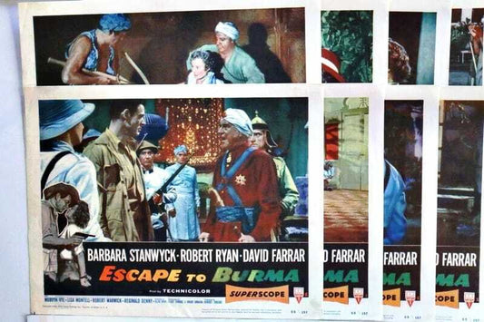 ORIGINAL LOBBY CARDS - ESCAPE TO BURMA - 1955 - set of 8