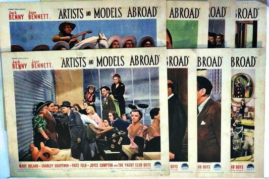 ORIGINAL LOBBY CARDS - ARTISTS AND MODELS ABROAD - 1938 - set of 8