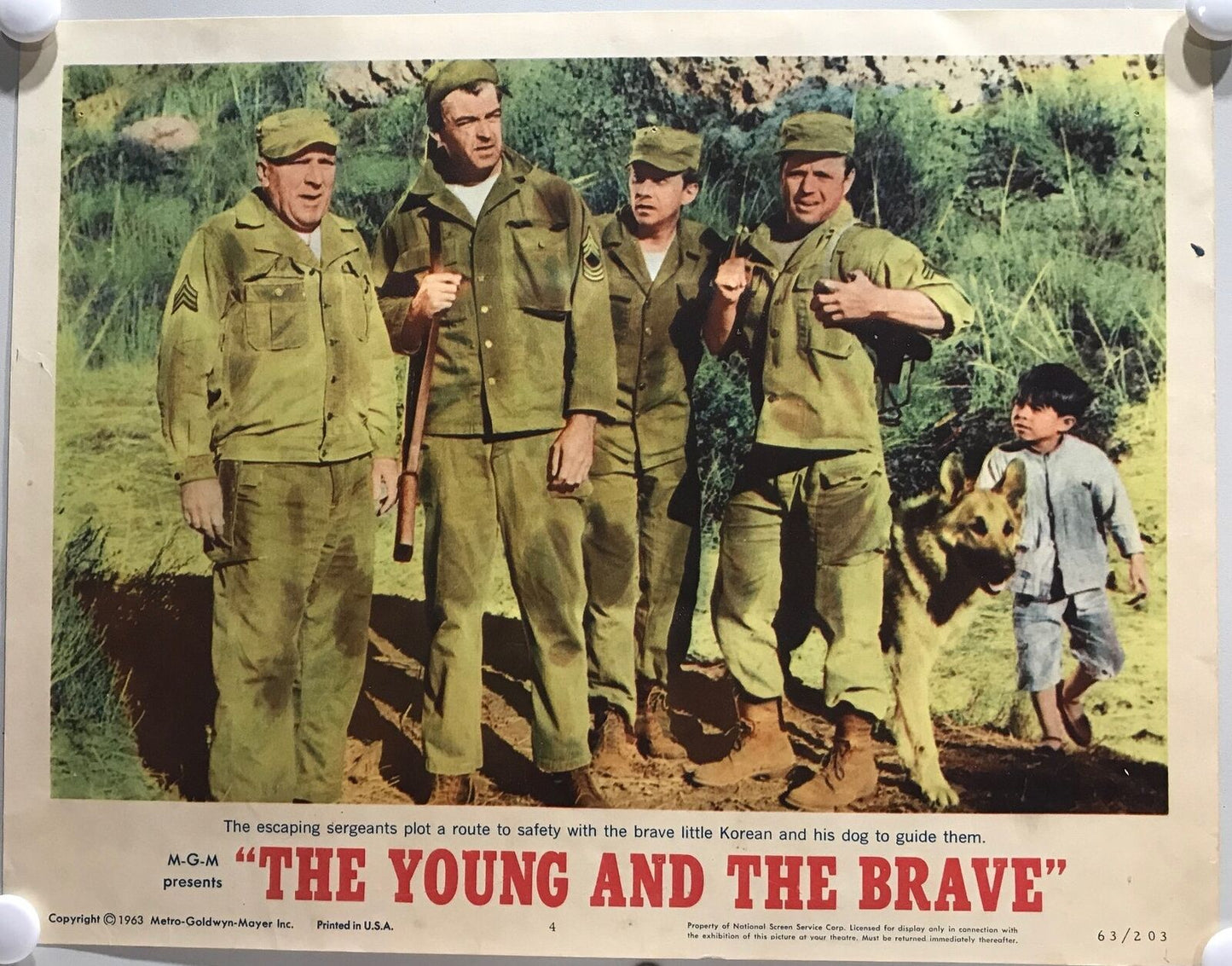 ORIGINAL LOBBY CARDS - THE YOUNG AND THE BRAVE - 1963 - set of 8