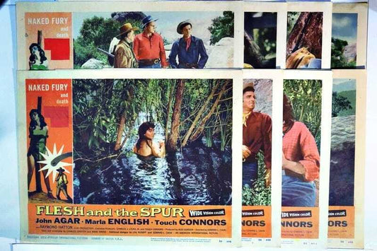 ORIGINAL LOBBY CARDS - FLESH AND THE SPUR - 1956 - set of 8