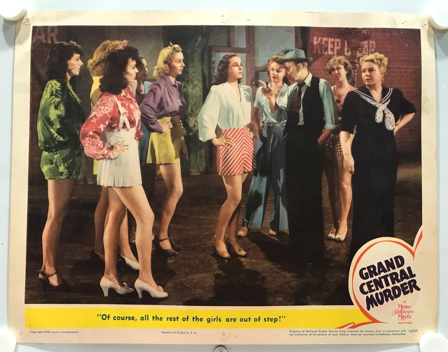 ORIGINAL LOBBY CARDS - GRAND CENTRAL MURDER - 1942 - set of 8