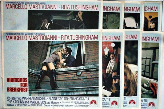 ORIGINAL LOBBY CARDS - DIAMONDS ARE FOR BREAKFAST - 1969 - set of 8