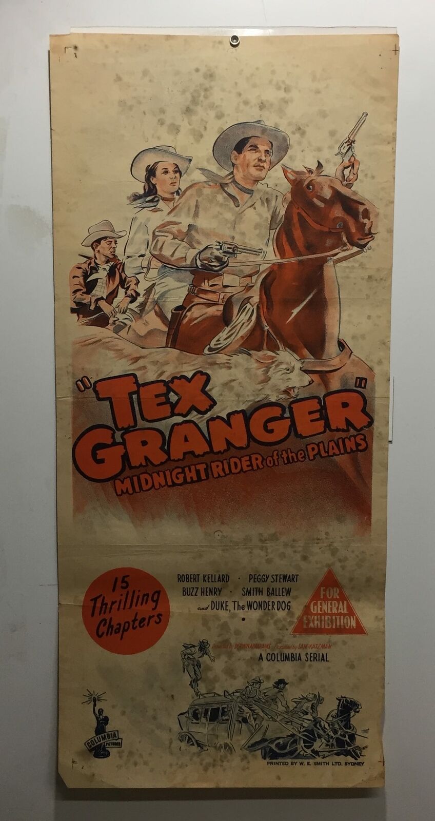 ORIGINAL DAYBILL MOVIE POSTER - TEX GRANGER: Midnight Rider of the Plains - 1948