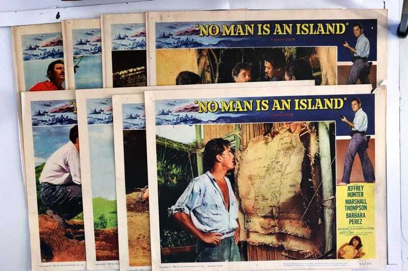 ORIGINAL LOBBY CARDS - NO MAN IS AN ISLAND - 1962 - set of 8