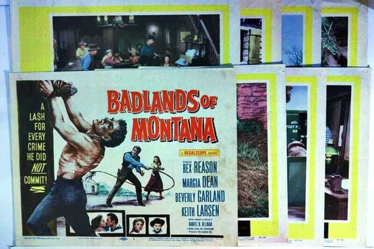 ORIGINAL LOBBY CARDS - BADLANDS OF MONTANA - 1957 - set of 8