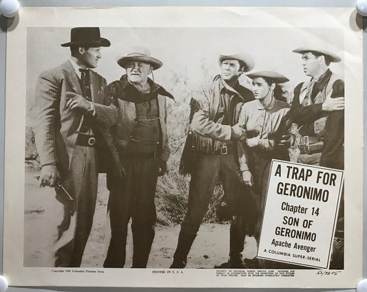 ORIGINAL SERIAL LOBBY CARD - SON OF GERONIMO (c) - 1952 - Ch 14 "A Trap for G...