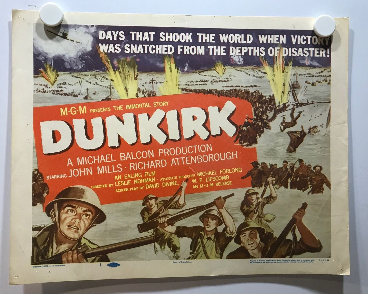 ORIGINAL LOBBY CARD - DUNKIRK - 1958 - title card