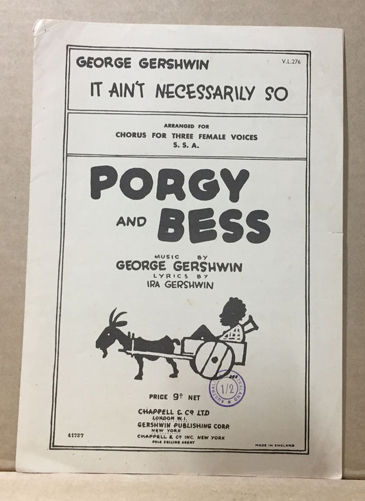 MUSIC SHEET - IT AIN'T NECESSARIY SO - from "PORGY AND BESS" GEORGE and IRA GERSHWIN