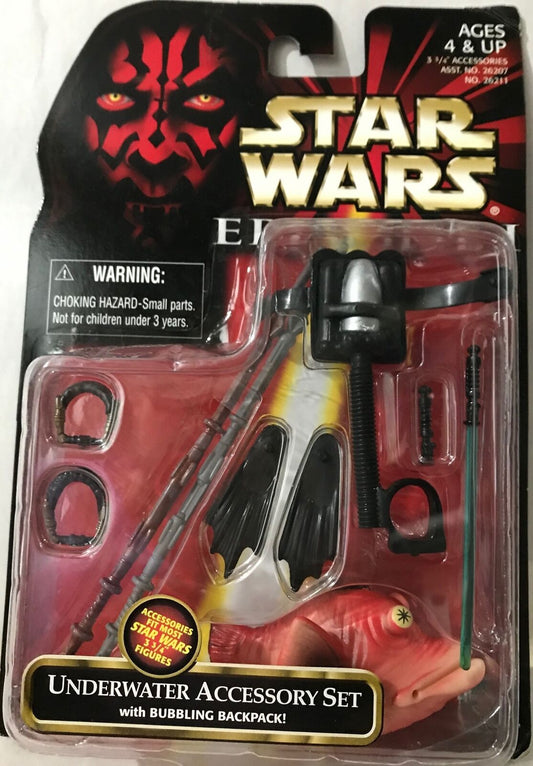 STAR WARS - HASBRO - EPISODE 1 - UNDERWATER ACCESSORY SET - with Bubbling Bac...