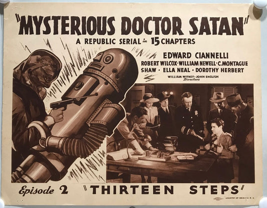 ORIGINAL SERIAL LOBBY CARD - MYSTERIOUS DOCTOR SATAN - 1940 - Ep 2 "Thirteen ...