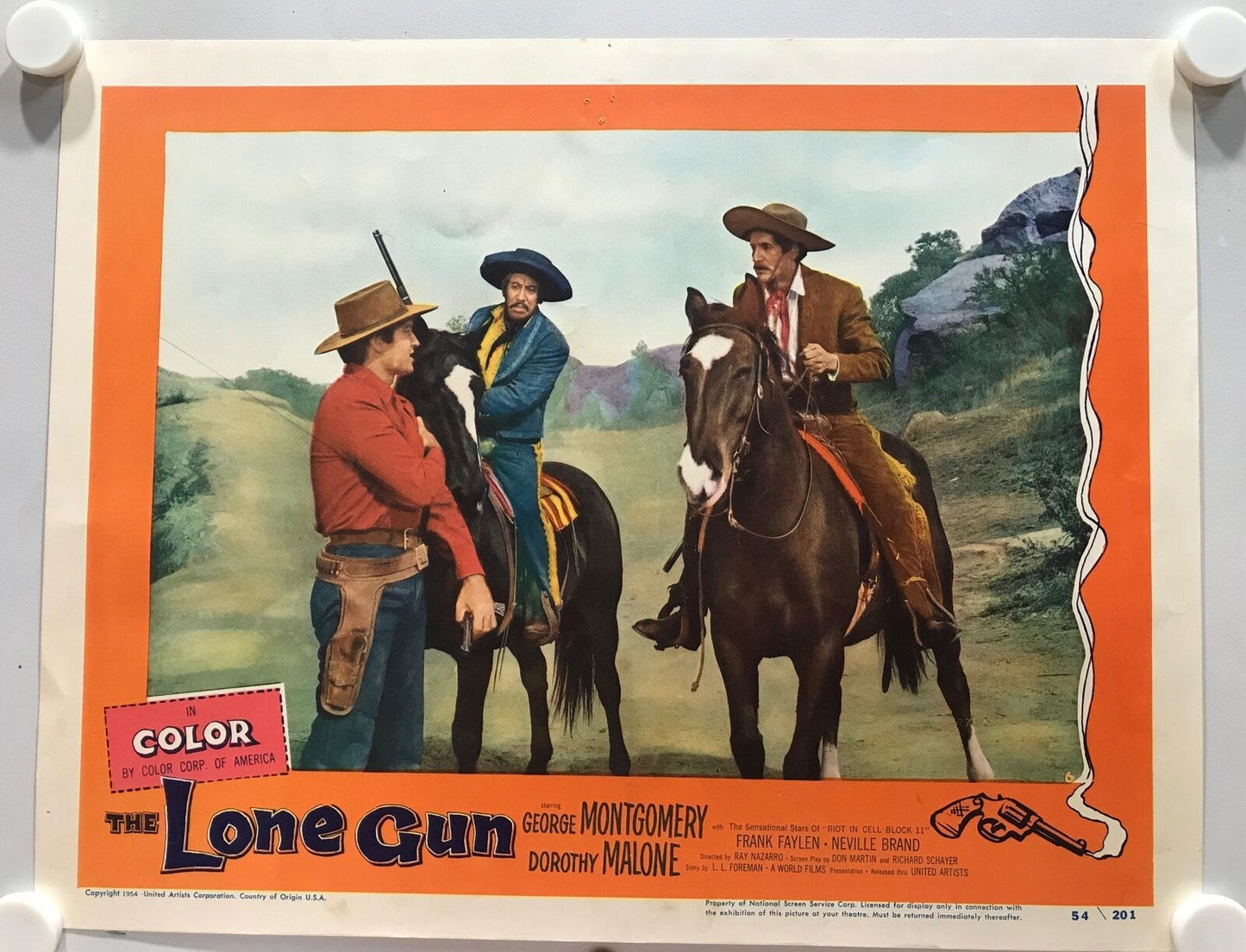 ORIGINAL LOBBY CARDS - THE LONE GUN - 1954 - set of 8