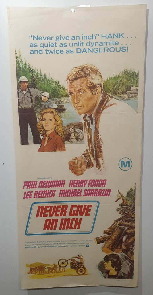 ORIGINAL DAYBILL MOVIE POSTER - NEVER GIVE AN INCH - 1970