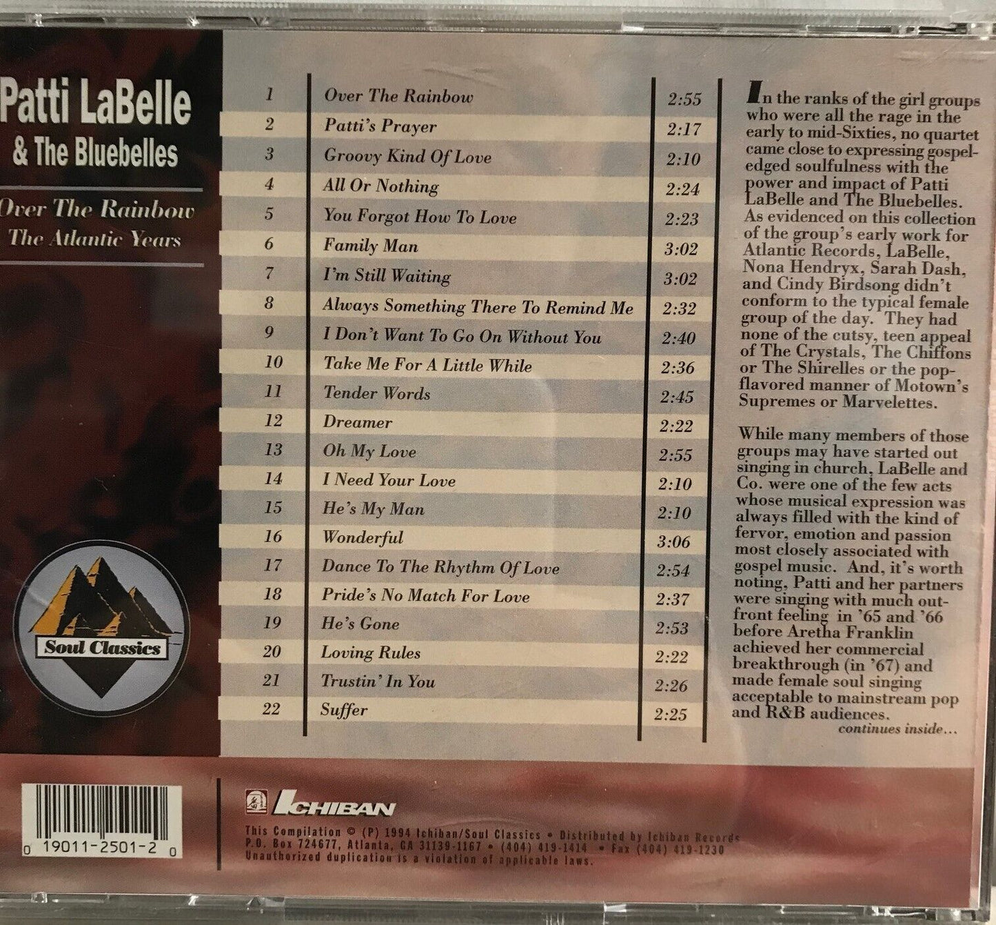 MUSIC CD IN CASE (COVER SIGNED) - PATTI LABELLE AND THE BLUEBELLES - OVER THE...