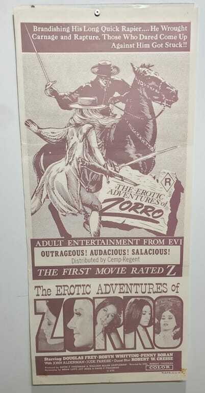 ORIGINAL DAYBILL MOVIE POSTER - THE EROTIC ADVENTURES OF ZORRO - ADULT