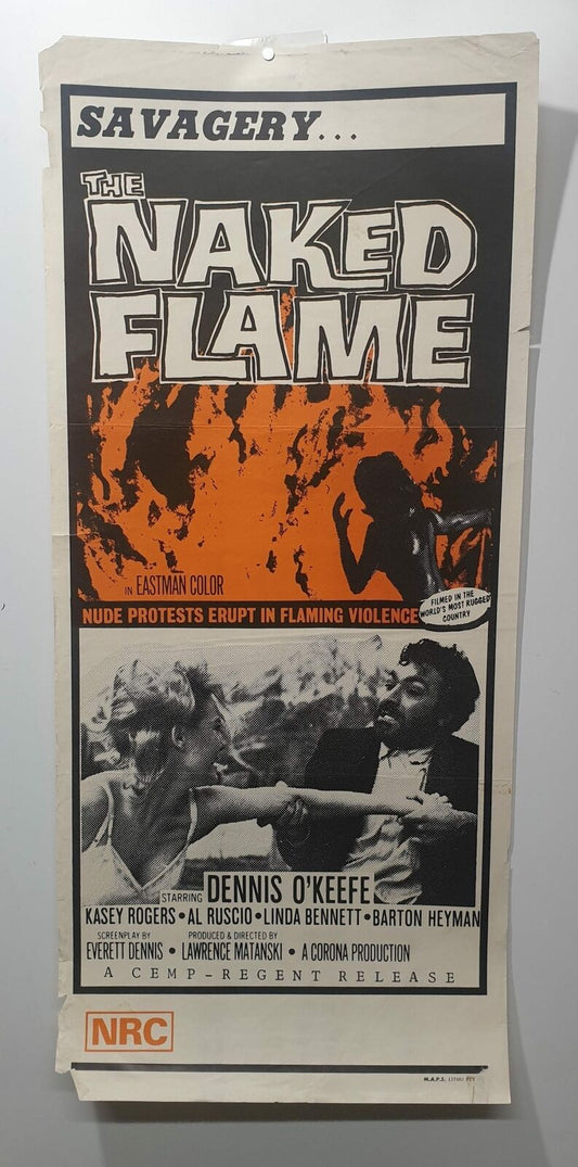 ORIGINAL DAYBILL MOVIE POSTER - THE NAKED FLAME - 1964