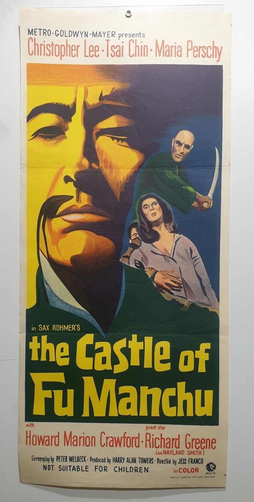 ORIGINAL DAYBILL MOVIE POSTER - CASTLE OF FU MANCHU - HORROR