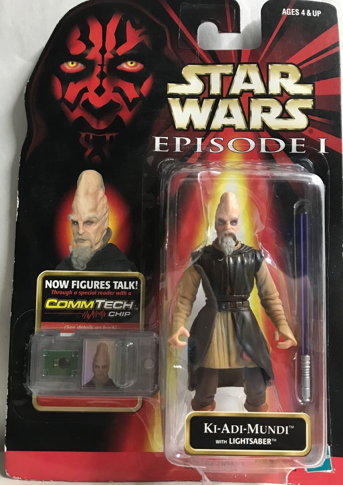 STAR WARS - HASBRO - EPISODE 1 - KI-ADI-MUDI - with Lightsaber and CommTech Chip